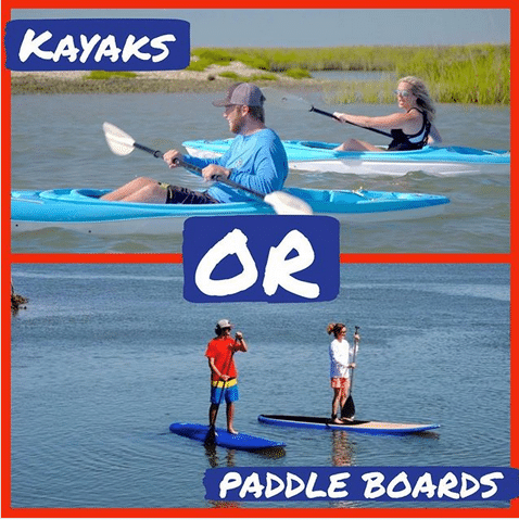 A couple Kayaking and a couple Paddle Boarding