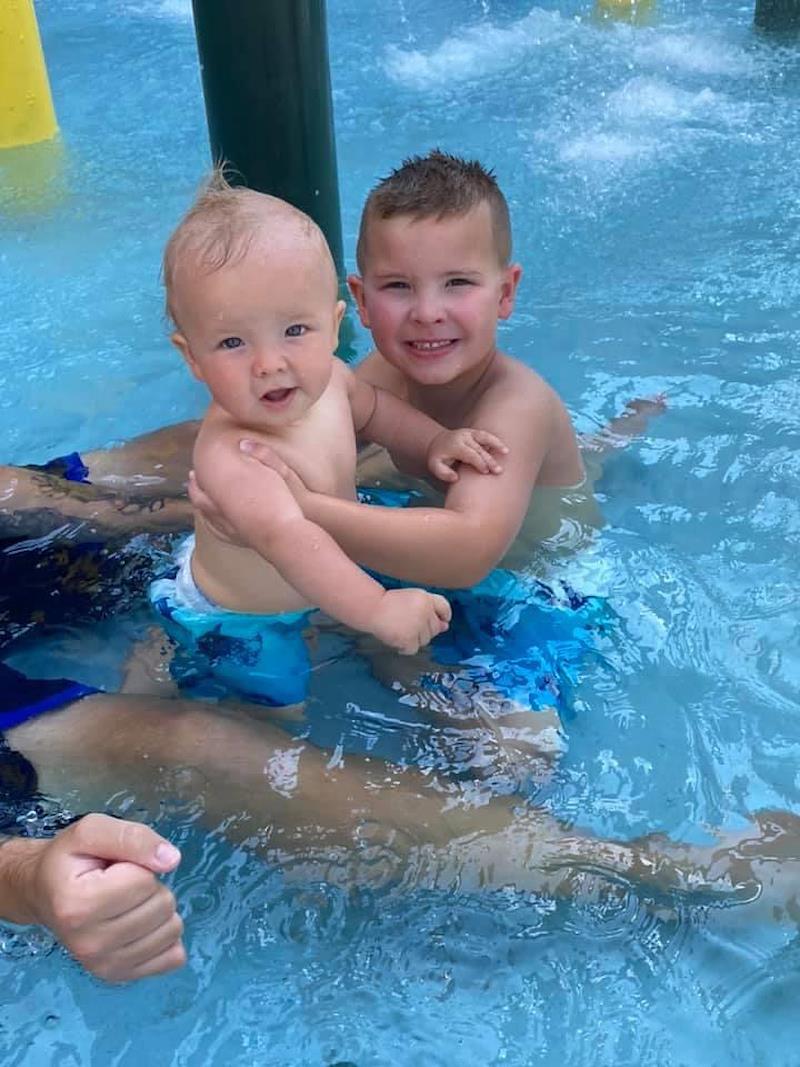 Two brothers in the Kiddie Pool