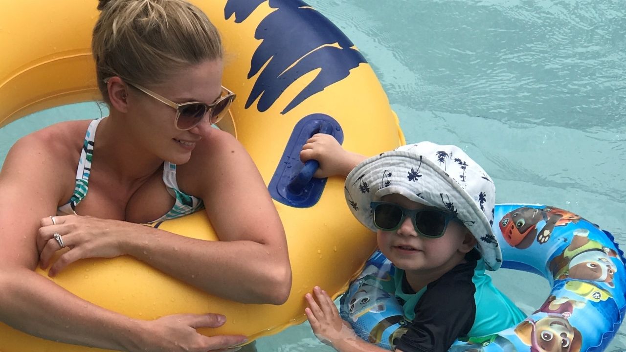 Mom and Son in Lazy River